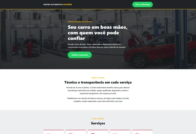 Prévia do site Centro Automotivo AutoPro